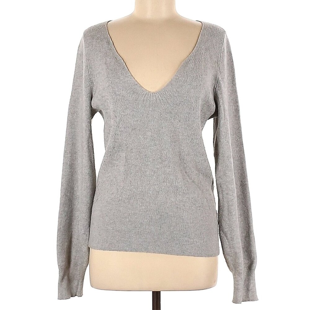 Leith Light Gray Ribbed Sweater - Picture 4 of 14